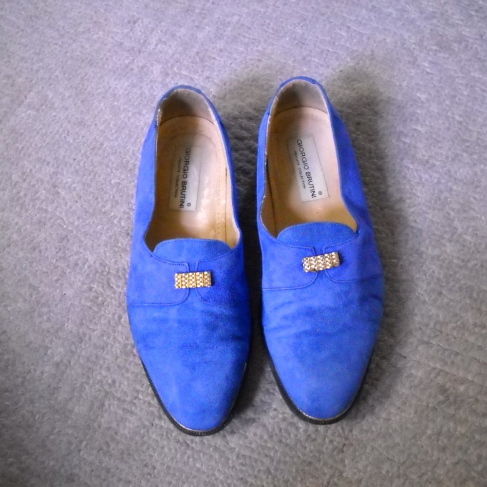 Men's Giorgio Brutini Blue suede Loafers Size 9 1/2